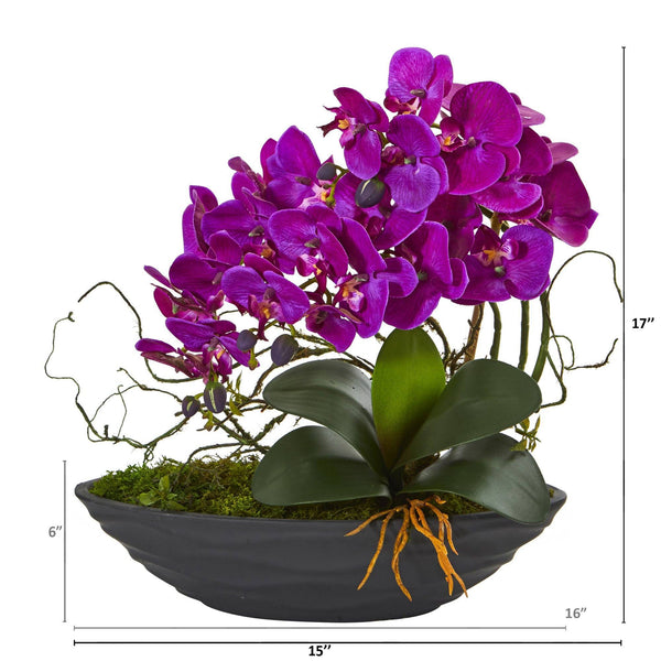 17” Phalaenopsis Orchid Arrangement in Decorative Planter