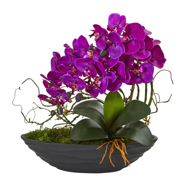 17” Phalaenopsis Orchid Arrangement in Decorative Planter