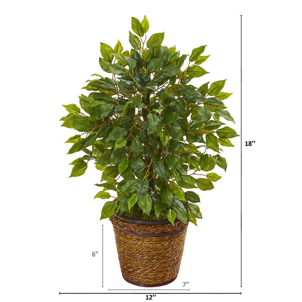 18” Mini Ficus Artificial Tree in Basket