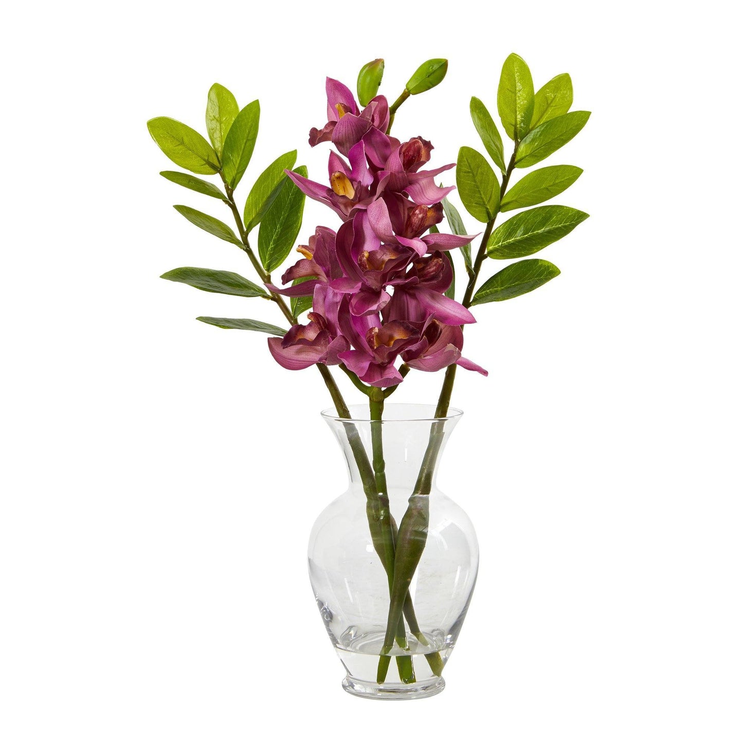 19” Cymbidium Orchid and Faux Zamioculcas Artificial Arrangement ...