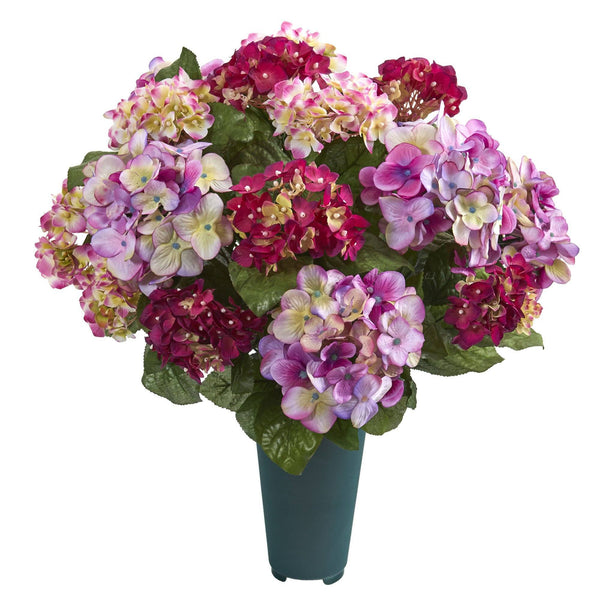 19” Hydrangea Graveside Memorial Arrangement in Green Vase