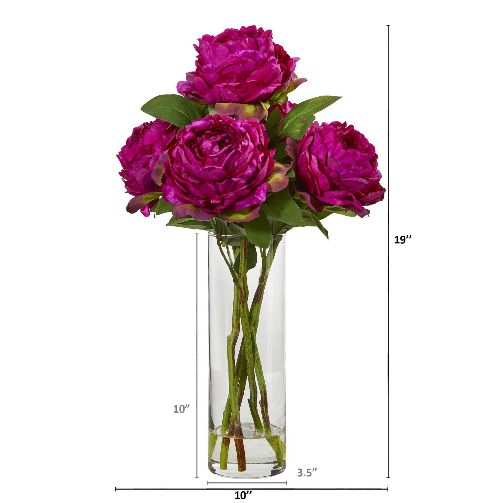 Peony Artificial Arrangement in Glass Vase | Nearly Natural