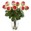 19” Rose Artificial Arrangement in Glass Vase