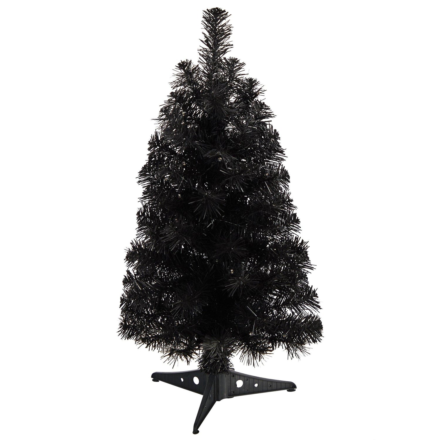 2’ Black Artificial Christmas Tree with 35 LED Lights and 72 Bendable Branches