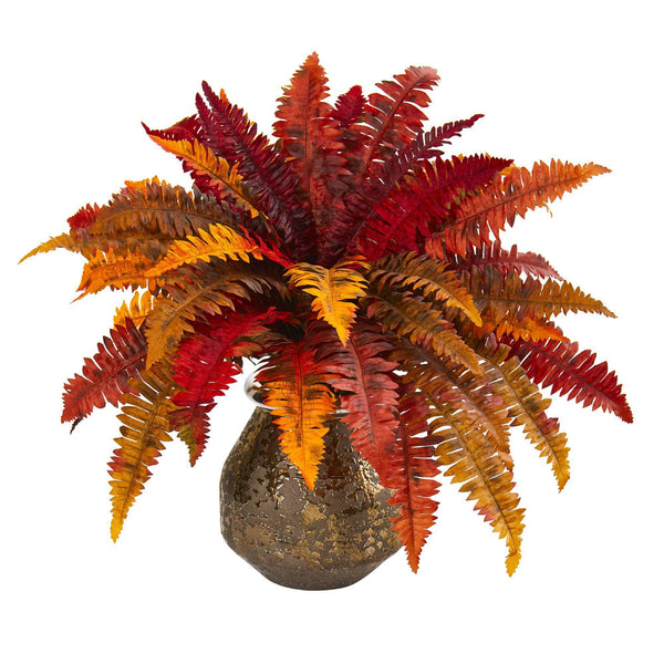 20” Autumn Boston Fern Artificial Plant in Planter