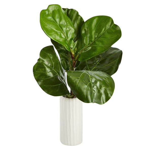 20” Fiddle Leaf Artificial Plant in White Planter