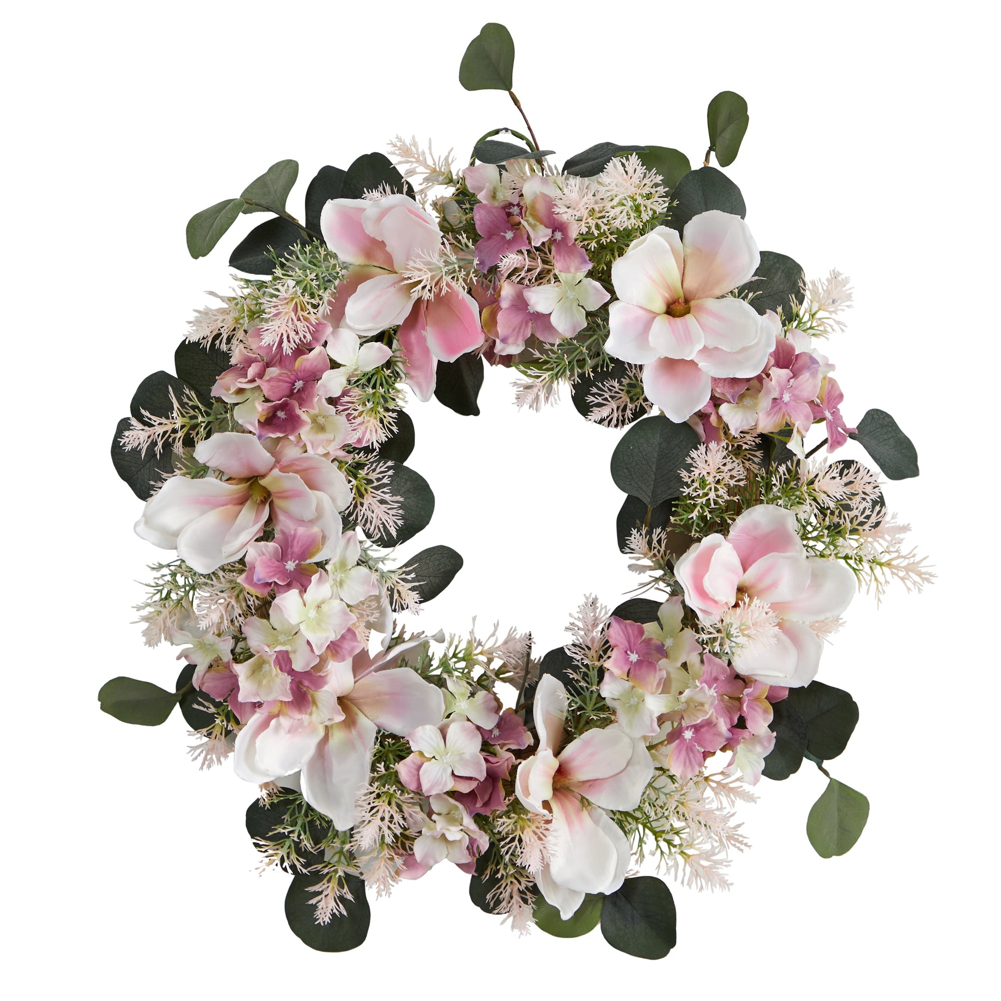 20” Hydrangea and Magnolia Artificial Wreath | Nearly Natural