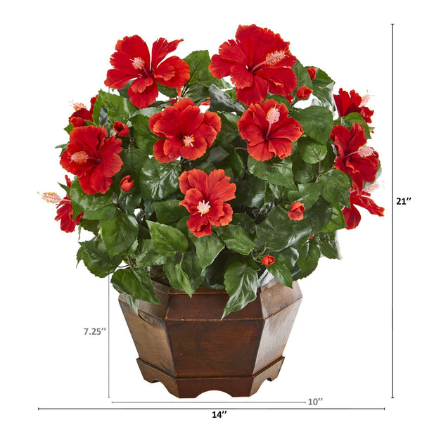 21” Hibiscus Artificial Plant in Decorative Planter