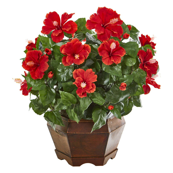 21” Hibiscus Artificial Plant in Decorative Planter