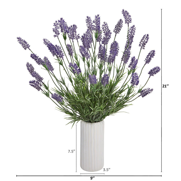 21” Lavender Artificial Plant in White Planter