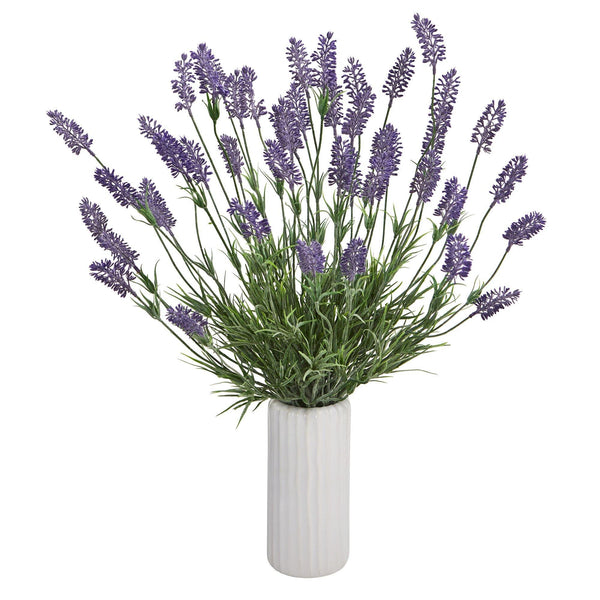 21” Lavender Artificial Plant in White Planter