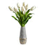 22” Dutch Tulip Artificial Arrangement in Stoneware Vase with Gold Trimming