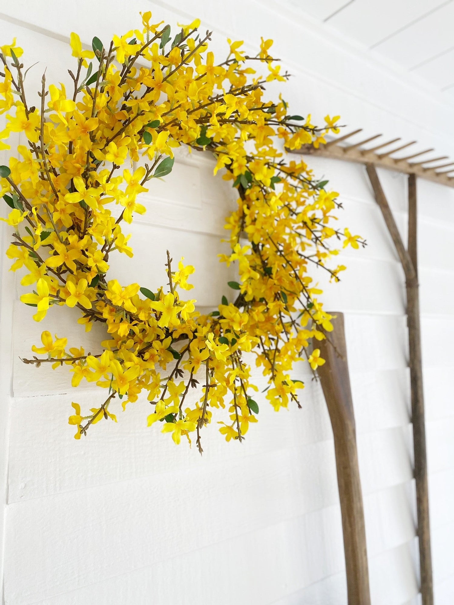 23 White Forsythia Wreath by Bloom Room
