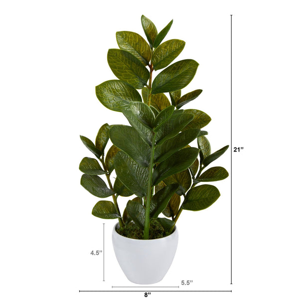 22” Zamioculcas Artificial Plant in White Planter