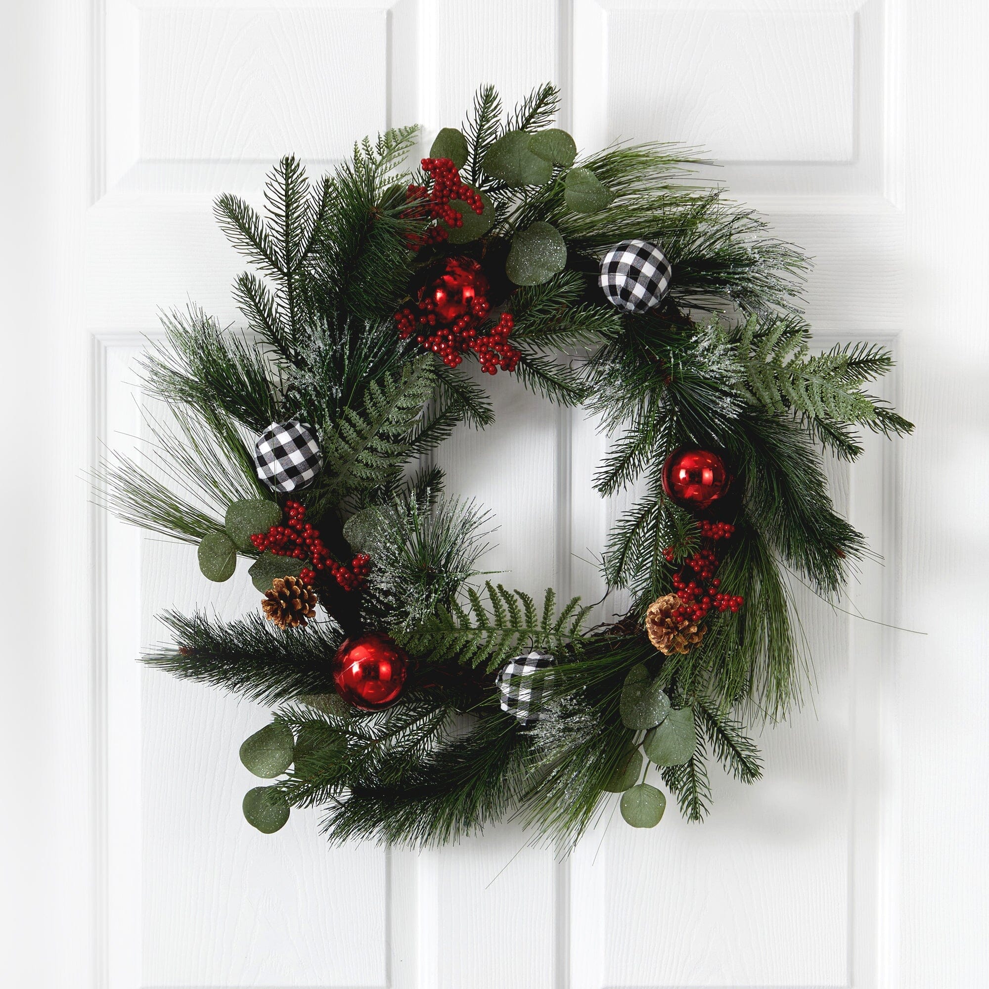 24” Berry and Pinecone Artificial Christmas Wreath with Ornaments ...