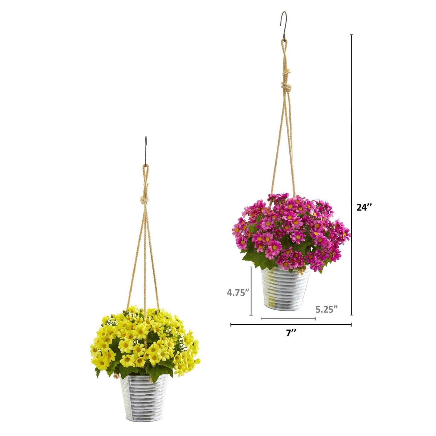 24” Daisy Artificial Arrangement in Hanging Bucket (Set of 2) | Nearly ...