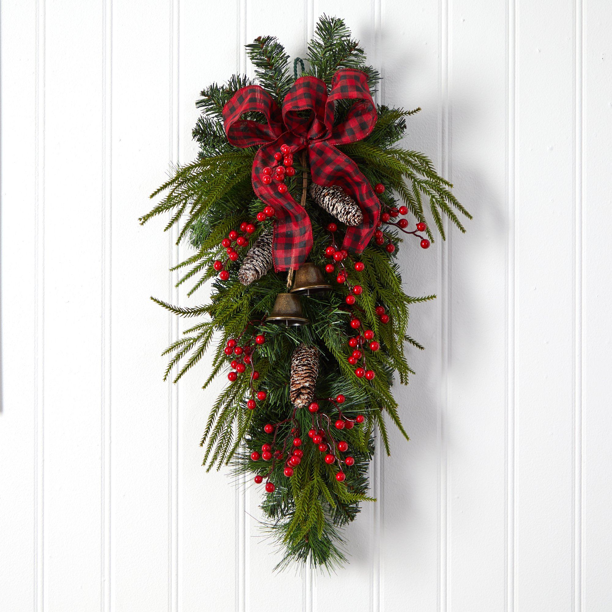 Nearly Natural Lighted online Pine Wreath with Berries & Pine Cones, 30