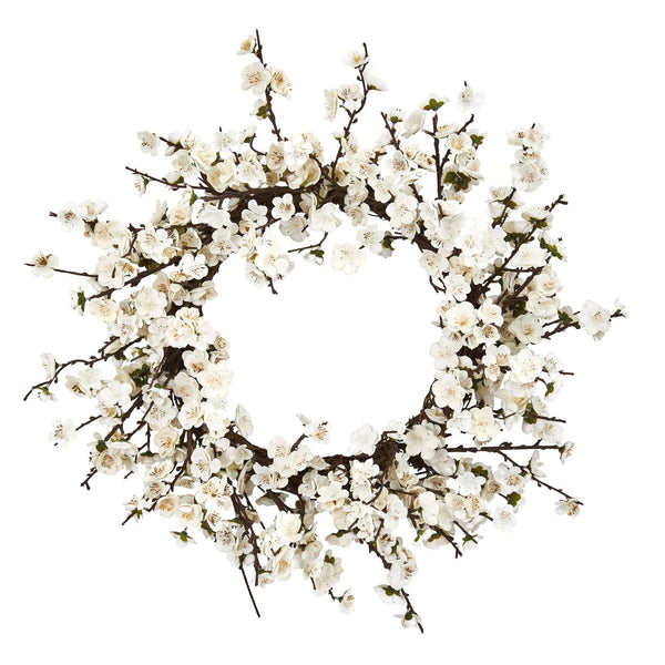 24” Silk Plum Blossom Wreath