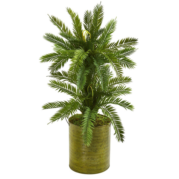 2.5’ Double Cycas Artificial Plant in Metal Planter