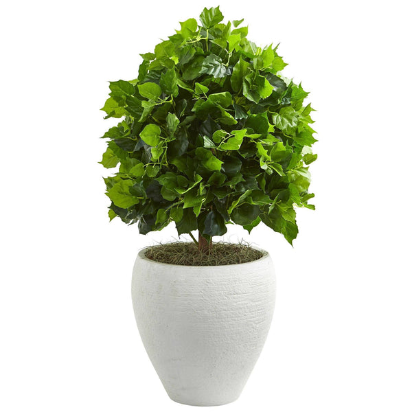 2.5’ Ficus Artificial Tree in White Planter