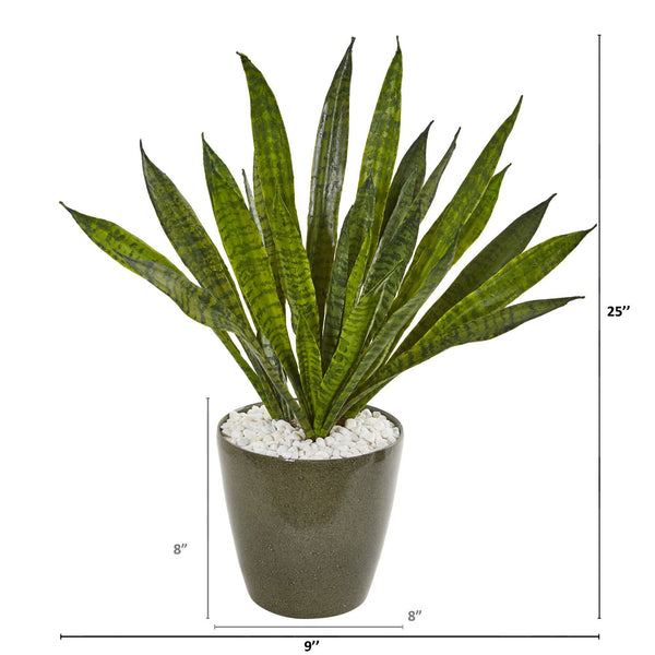 25” Sansevieria Artificial Plant in Decorative Planter