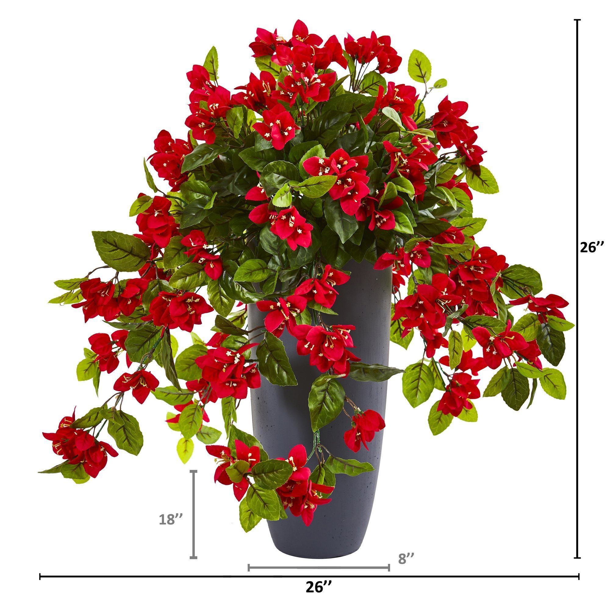 26” Bougainvillea Artificial Plant In Planter Uv Resistant Indooroutdoor Nearly Natural 5692