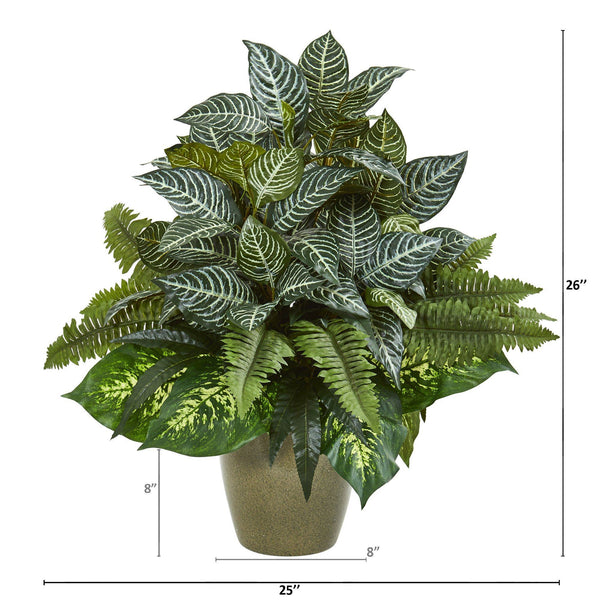 26” Mix Greens Artificial Plant in Green Planter