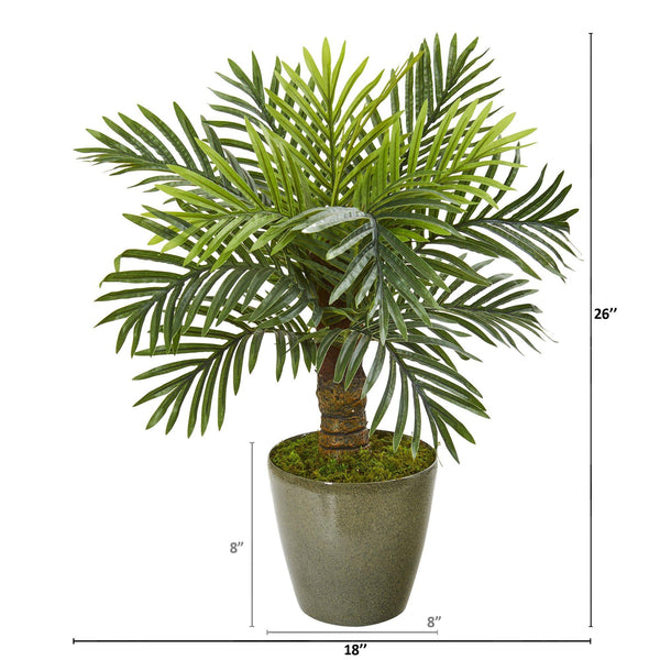 26” Robellini Palm Artificial Tree in Green Planter