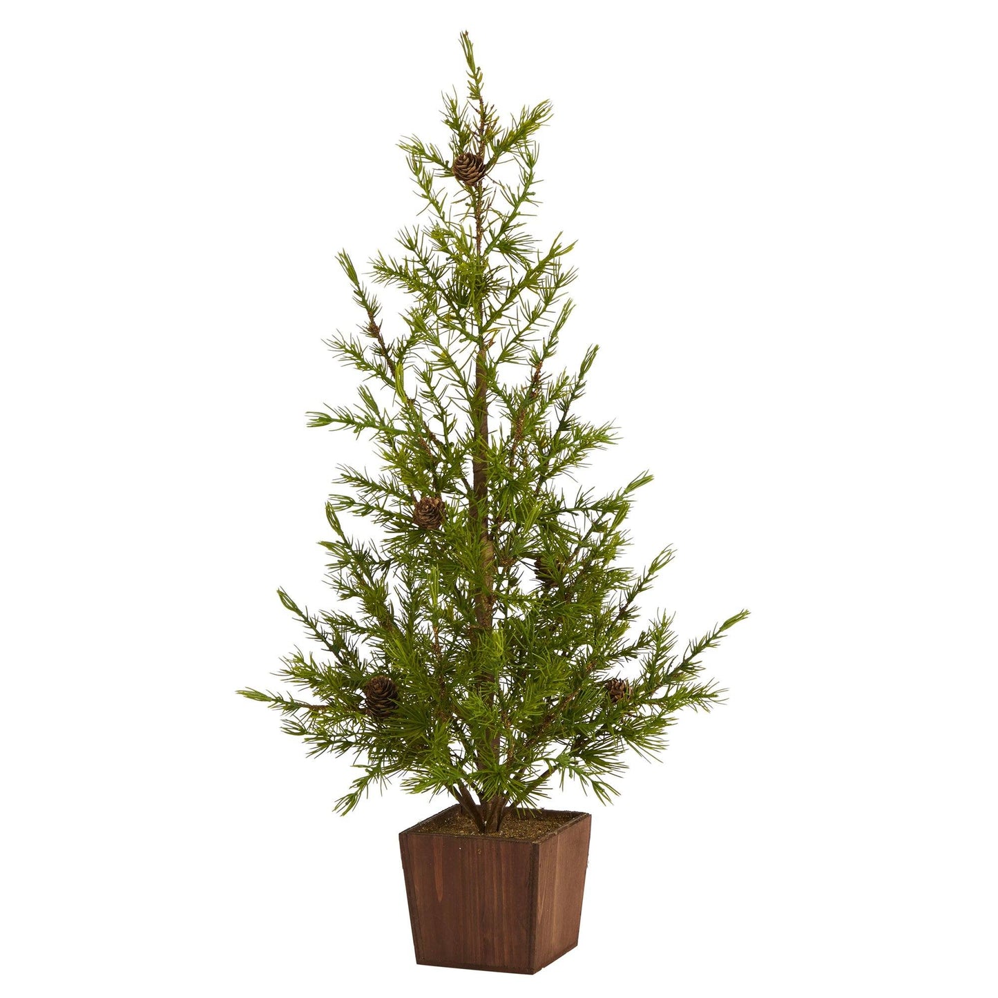 28” Alpine “Natural Look” Artificial Christmas Tree in Wood Planter ...