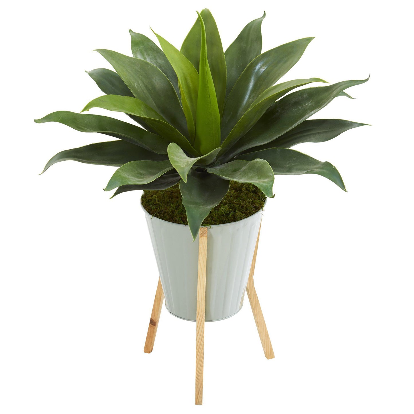 28” Large Agave Artificial Plant in Green Planter with Legs | Nearly ...