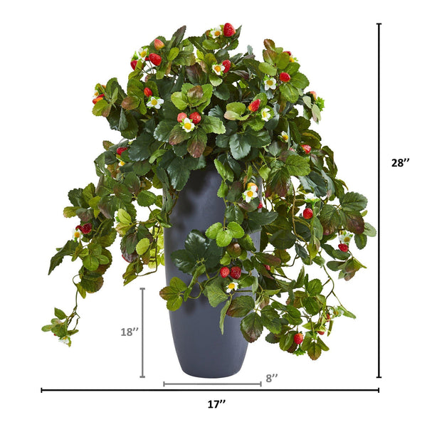 28” Strawberry Artificial Plant in Gray Planter