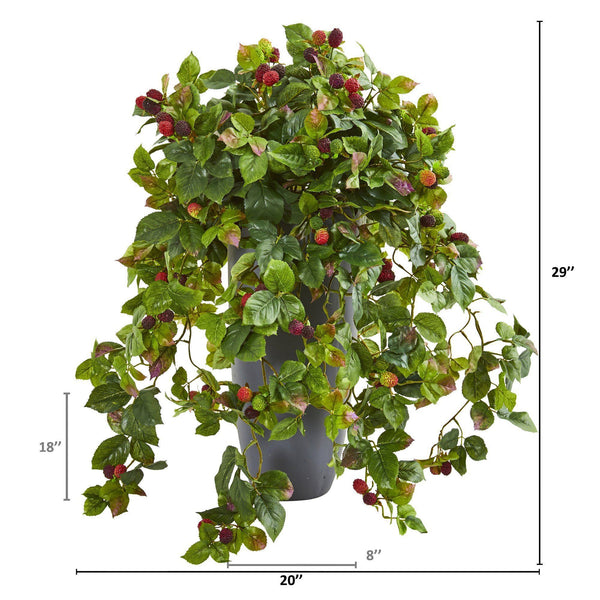 29” Raspberry Artificial Plant in Gray Planter