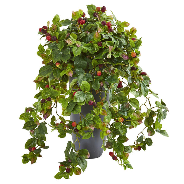 29” Raspberry Artificial Plant in Gray Planter