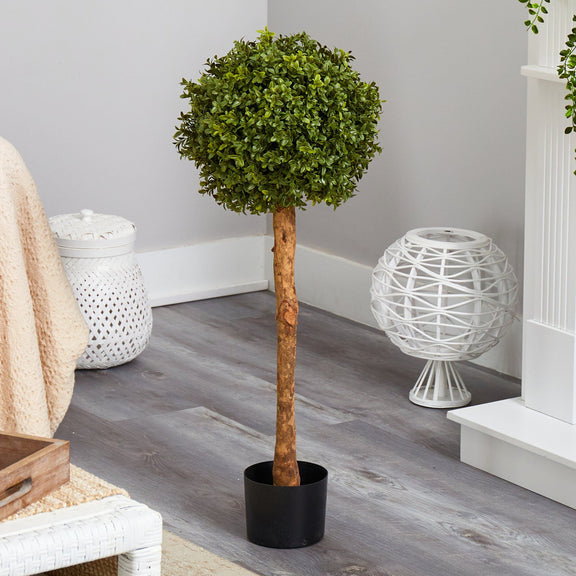 3’ Boxwood Ball Topiary Artificial Tree (Indoor/Outdoor) | Nearly Natural