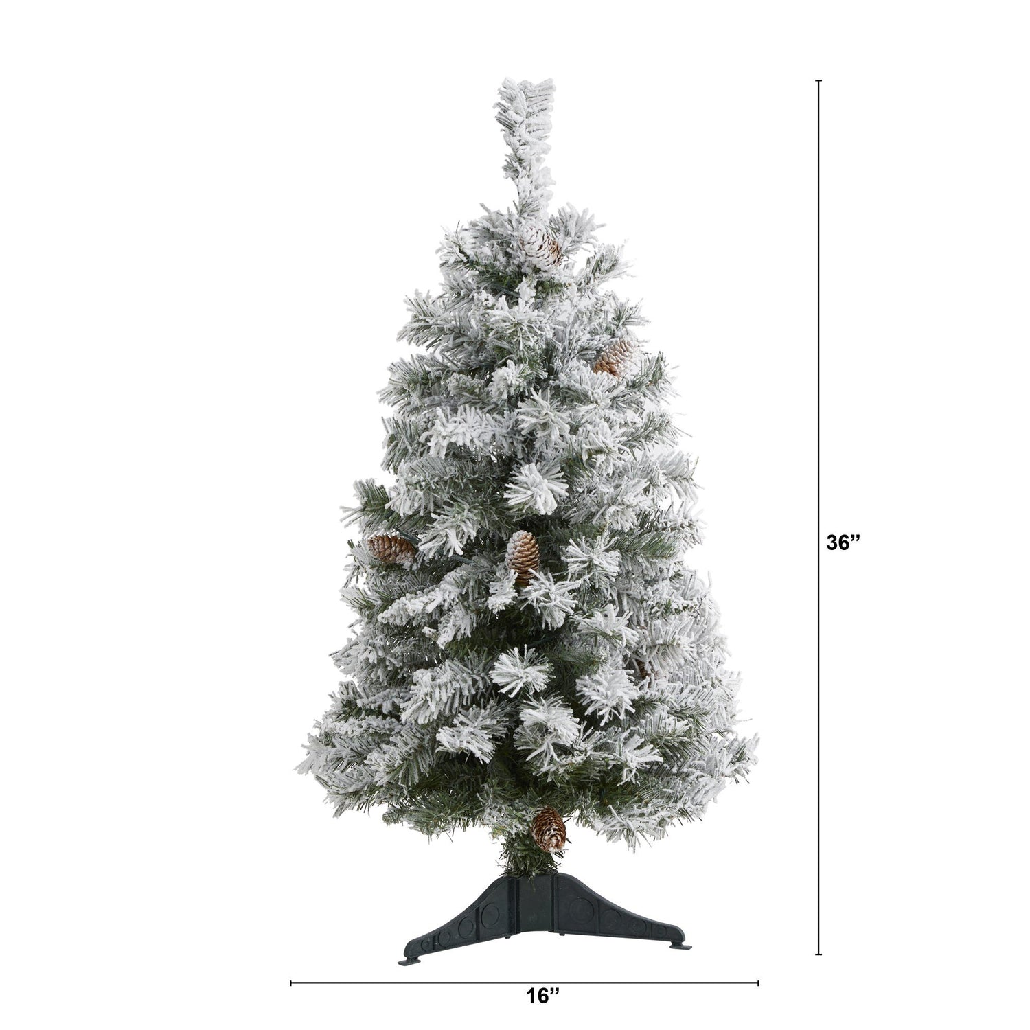 3' Flocked White River Mountain Pine Artificial Christmas Tree with Pinecones