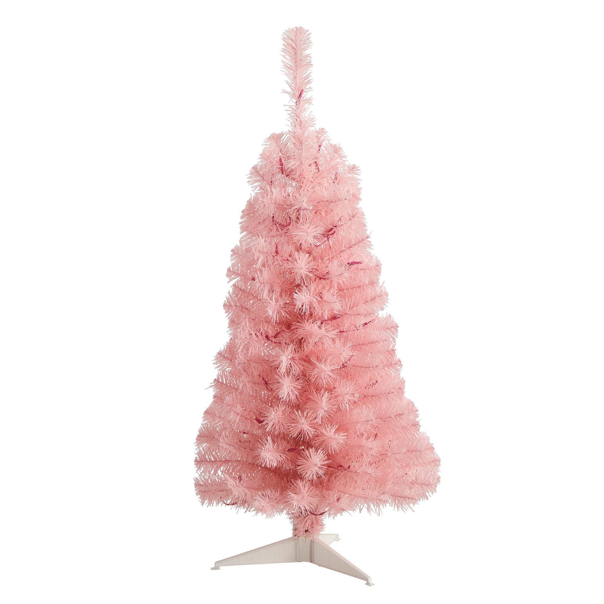 3' Pink Artificial Christmas Tree with 50 LED Lights and 118