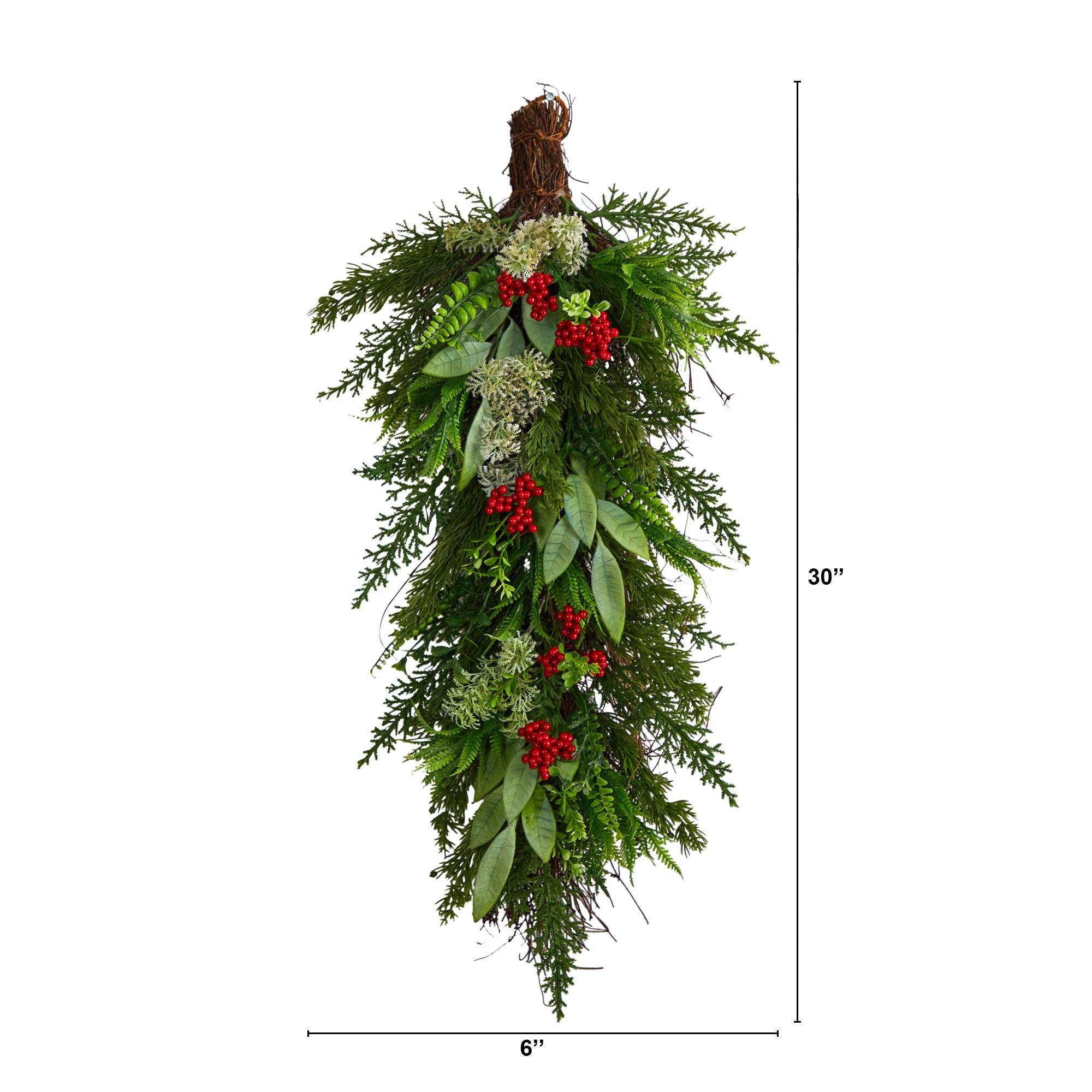 30” Cedar and Berry Artificial Christmas Swag | Nearly Natural