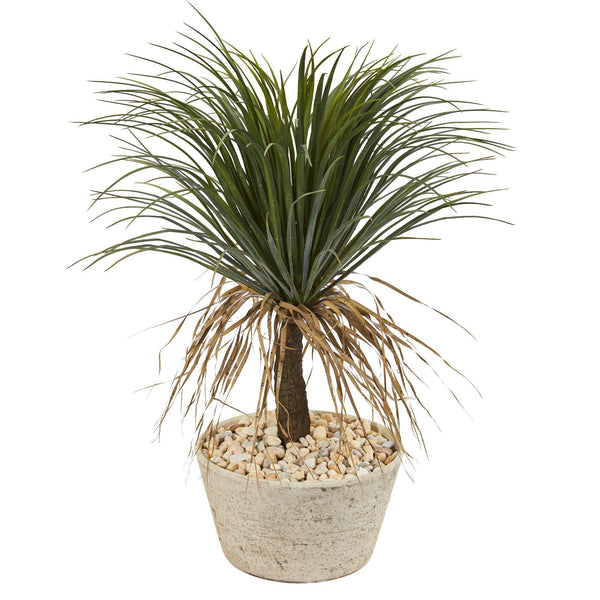 32” Pony Tail Palm Artificial Plant in White Planter