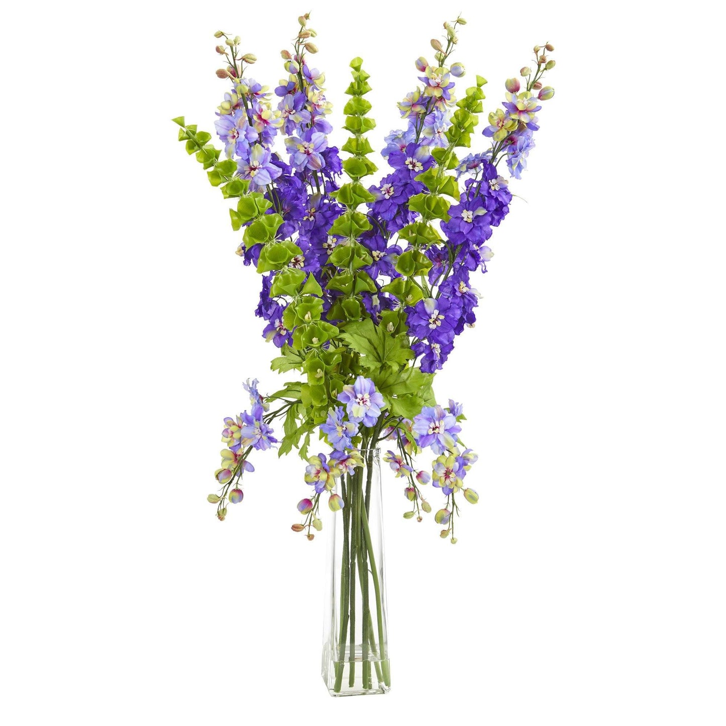 34” Delphinium and Bell of Ireland Artificial Arrangement | Nearly Natural