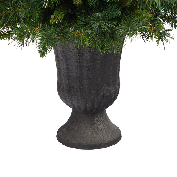 3.5’ Wyoming Mixed Pine Artificial Christmas Tree with 150 Clear Lights and 270 Bendable Branches in Charcoal Urn