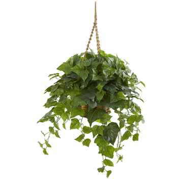 38” London Ivy Artificial Plant in Hanging Basket (Real Touch) | Nearly ...