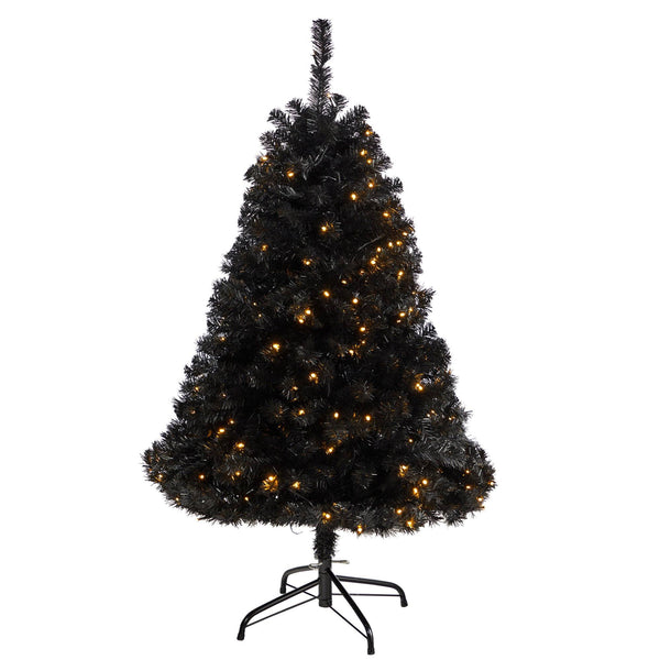 4’ Black Artificial Christmas Tree with 170 Clear LED Lights
