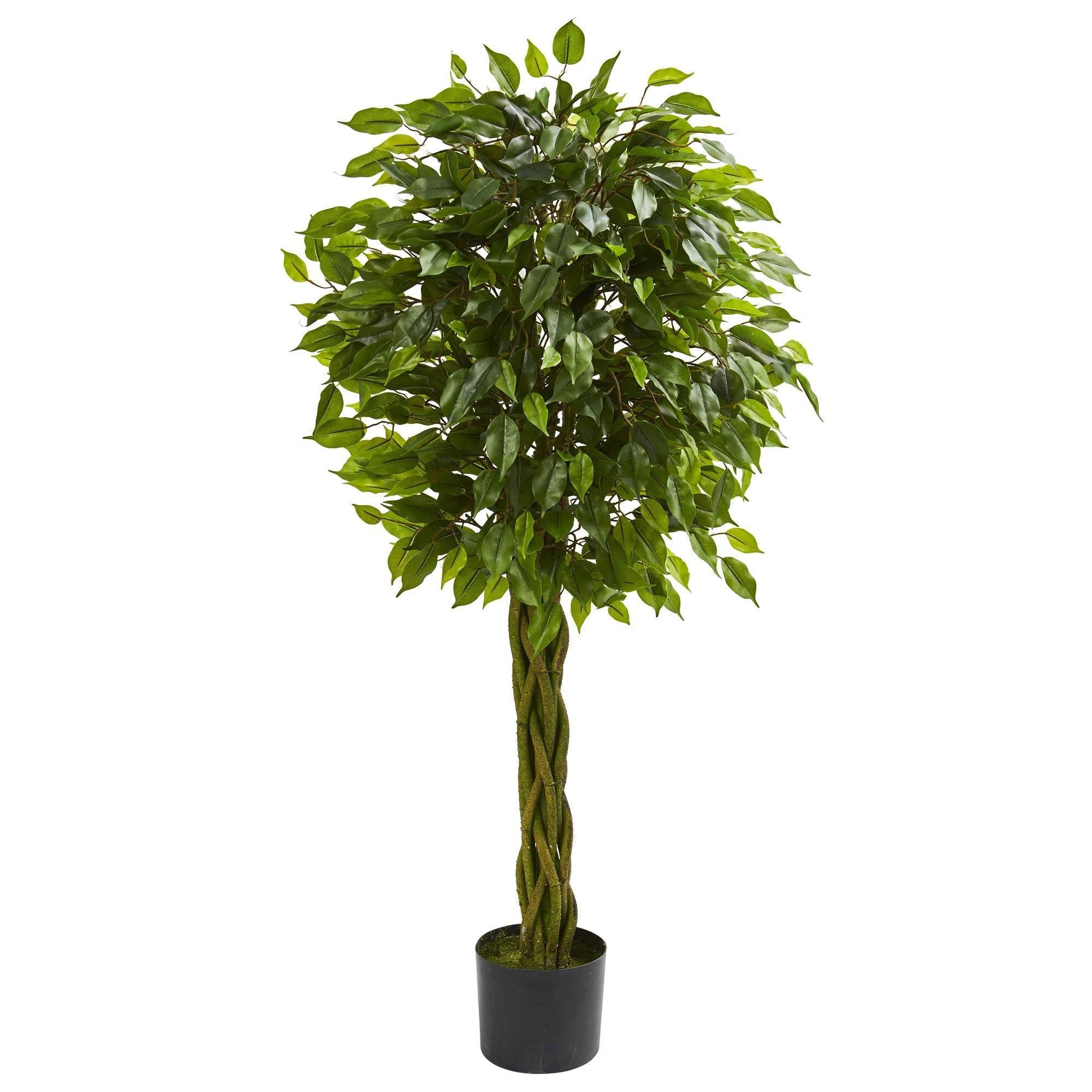 4' Ficus Artificial Tree with Woven Trunk UV Resistant (Indoor/Outdoor ...