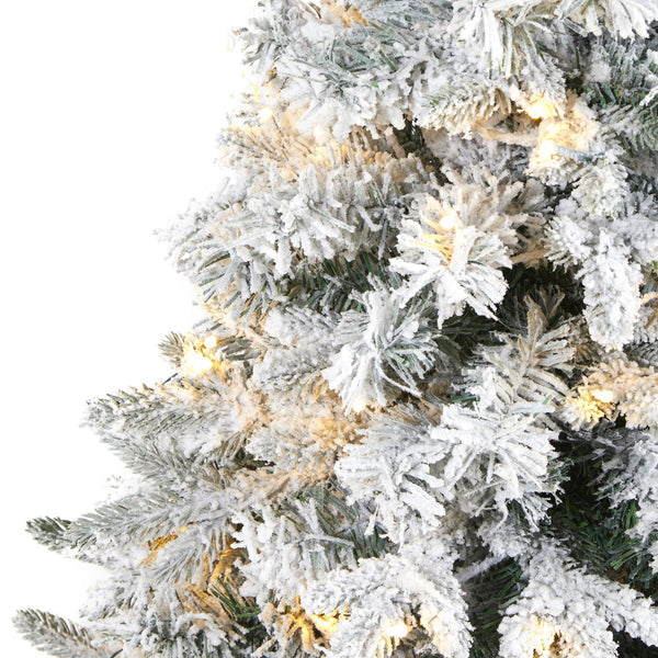 4' Flocked Vermont Mixed Pine Artificial Christmas Tree with 100 Clear ...