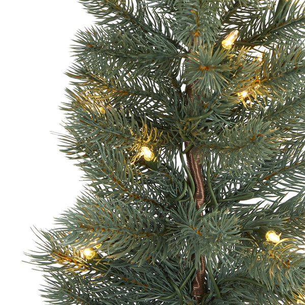 4’ Green Pine Artificial Christmas Tree with 70 Warm White Lights Set ...