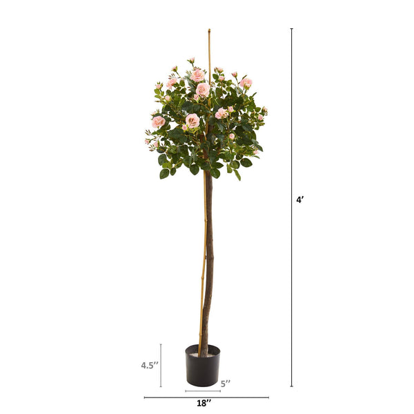 4’ Rose Topiary Artificial Tree