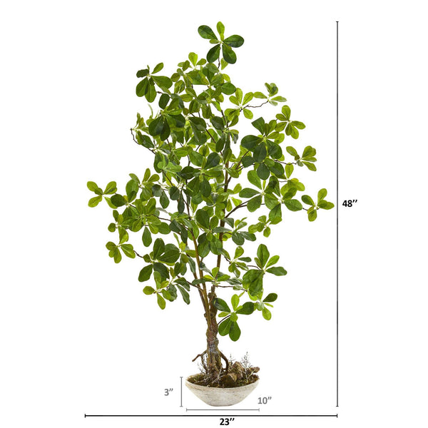 4’ Schefflera Bonsai Artificial Plant in Planter