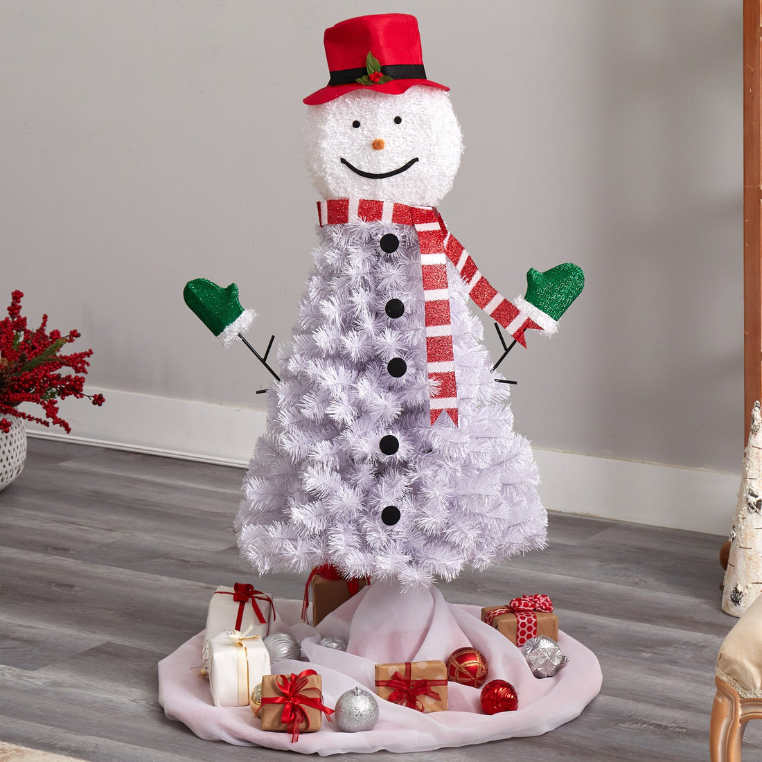 4' Snowman Artificial Christmas Tree with 234 Bendable Branches 