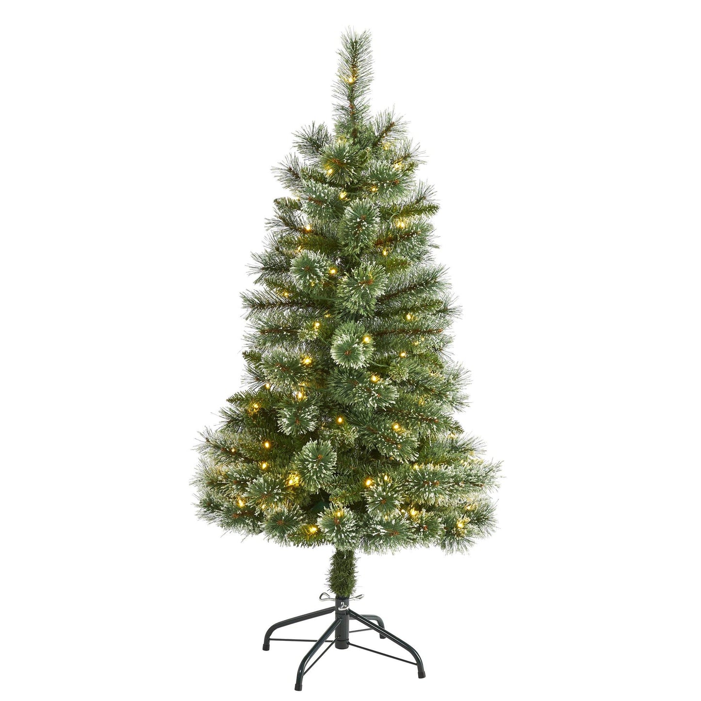 4’ Wisconsin Slim Snow Tip Pine Artificial Christmas Tree with 100 ...