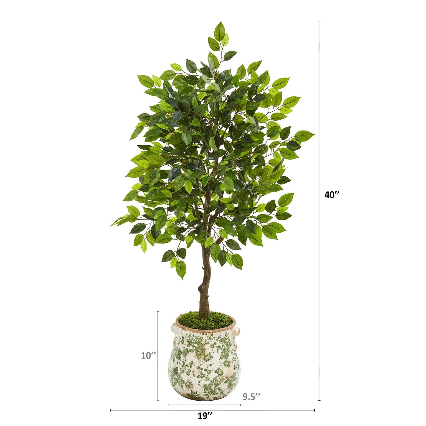 40” Mini Ficus Artificial Tree in Floral Planter | Nearly Natural